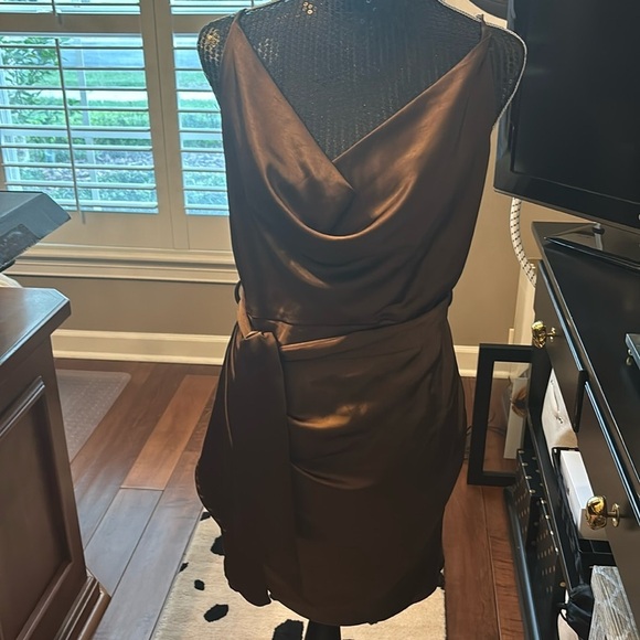 Dresses & Skirts - Gorgeous chocolate brown satin dress large